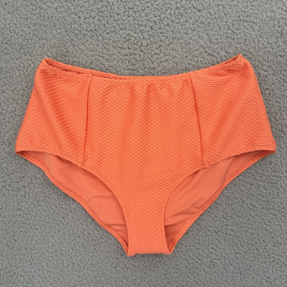 NWT Aerie High Waisted Full Coverage Bikini Bottom Swim Orange Beach Women Small